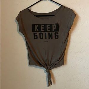 short sleeve green with graphic keep going tee